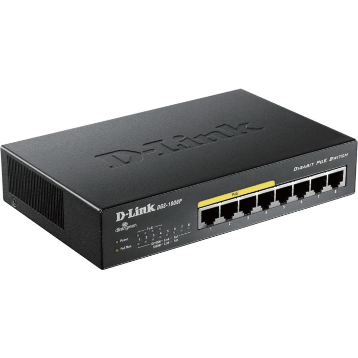 D-Link 8-Port 10/100/1000Mbps Unmanaged Switch with PoE [DGS-1008P]