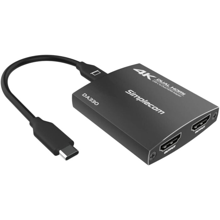Simplecom DA330 USB-C to Dual HDMI MST Adapter 4K@60Hz with PD and Audio Out