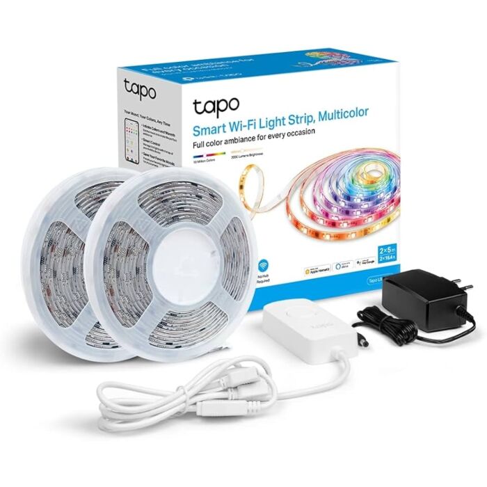 Smart Light Strip, Multicolor, 2.4 GHz Wi-Fi, 802.11b/g/n,2x16.4 ftx5m RGBW+IC LED light strips, 2000lm, 2500K-6500K tunable white, 12V/2A pwer adptr, [TAPO-L930-10]